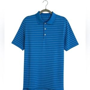 Peter Millar Summer Comfort Blue Striped Polo Shirt Mens Large Golf Shirt